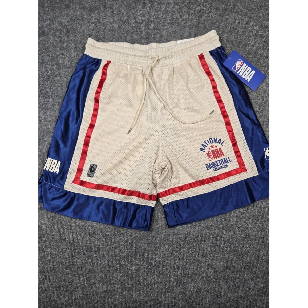 NBA Mens Basketball Shorts Red White Blue Mesh Athletic Size M NWT #1135